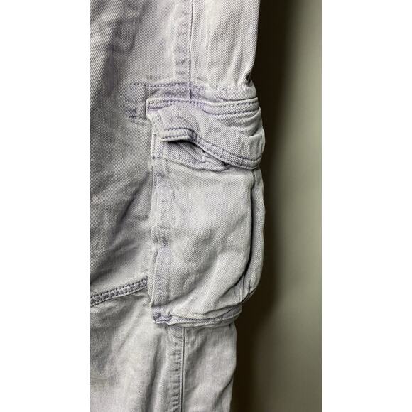 Allsaints Frieda Denim Pants Cargo Women's 12 Washed Purple Grunge Trousers - Picture 6 of 9